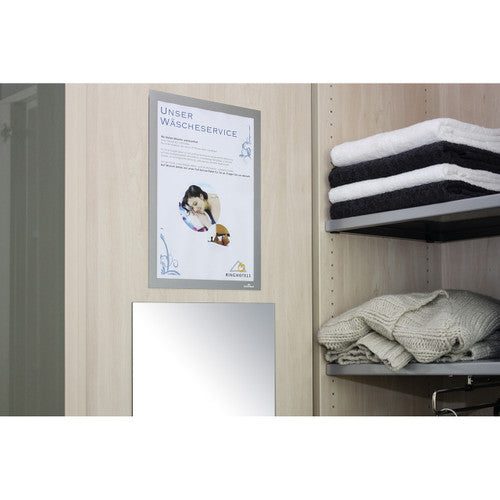 Durable Duraframe A4 Sign Holder Adhesive Back Silver Pack 2