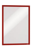 Durable Duraframe A3 sign holder in red, shown empty with a clear front on a white background