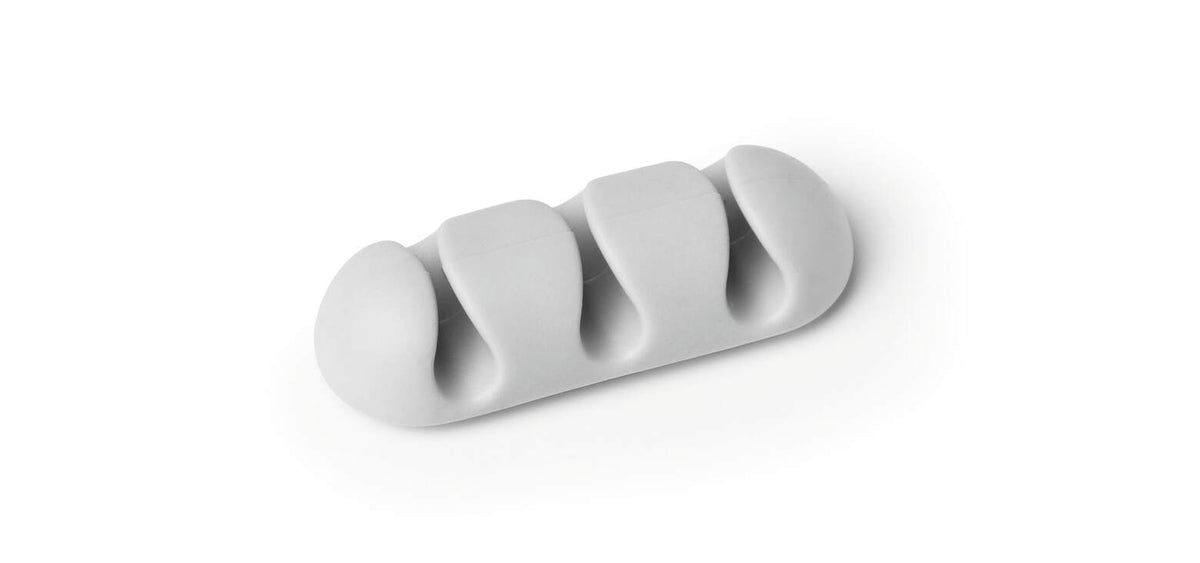 Grey Durable CAVOLINE CLIP 3 cable clip with three channels on a white background