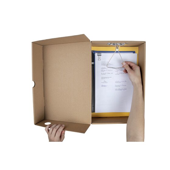 Marbig Box File with Spring Fitting Foolscap 80mm Kraft