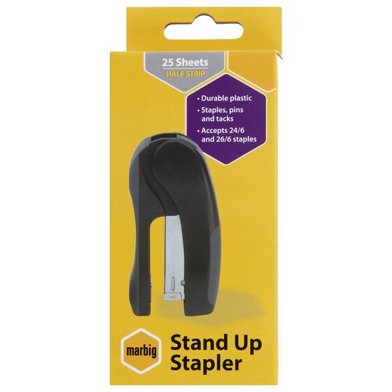 Marbig Stand Up Half Strip Stapler Black