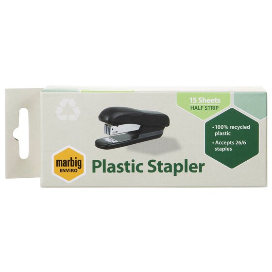Marbig Enviro Half Strip Plastic Stapler Black