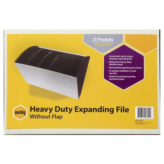 Marbig Expanding File Foolscap Heavy Duty No Flap Ivory