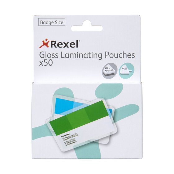 Rexel Laminating Pouch 67 x 98mm 180 Micron Gloss Pack of 50