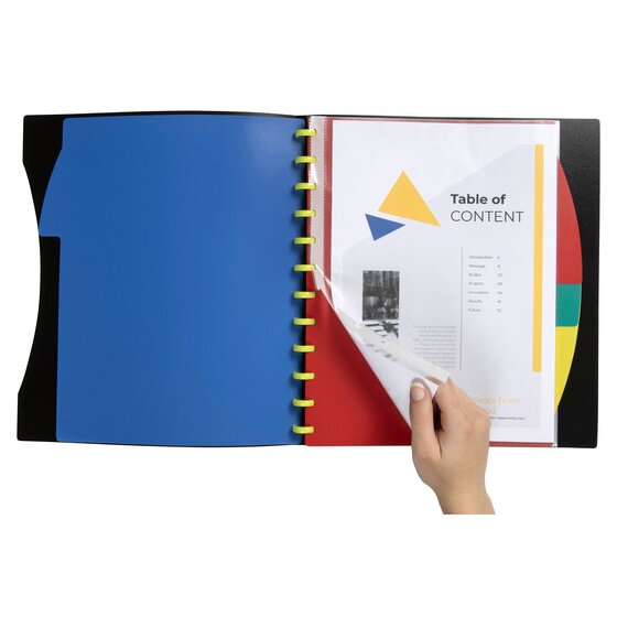Marbig Kwik Zip Refillable Display Book 20 Pocket A4 with PP Dividers Black