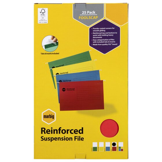 Marbig Reinforced Suspension File Complete Red Box of 25