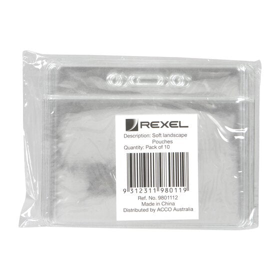 Rexel Soft Pouch Landscape 94 x 78mm Clear Pack of 10