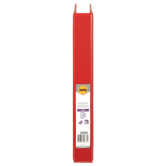 Marbig Clearview Insert Binder 25mm 4D A4 Red Pack of 20