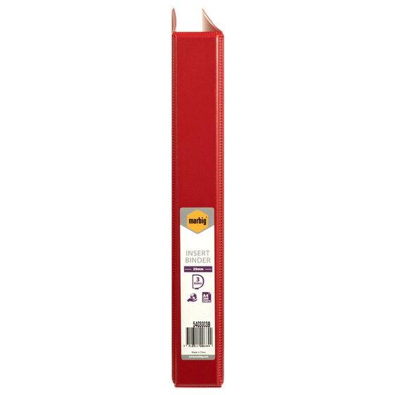Marbig Clearview Insert Binder 25mm 3D A4 Red Pack of 20