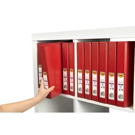 Marbig Clearview Insert Binder 25mm 3D A4 Red Pack of 20