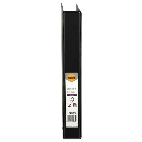 Marbig Clearview Insert Binder 25mm 4D A4 Black Pack of 20