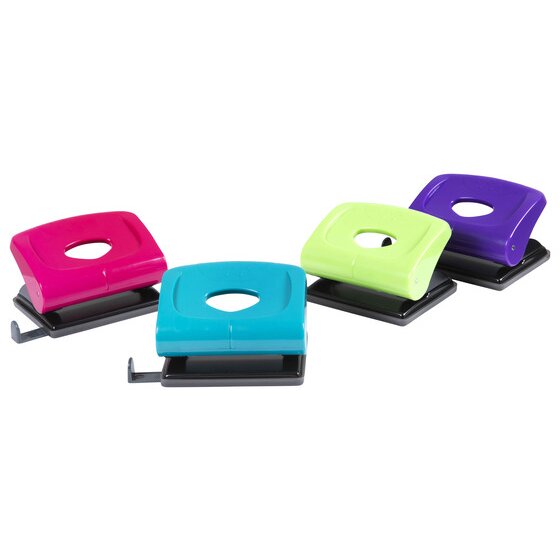 Marbig 2 Hole Punch Medium Plastic Assorted Carton of 6