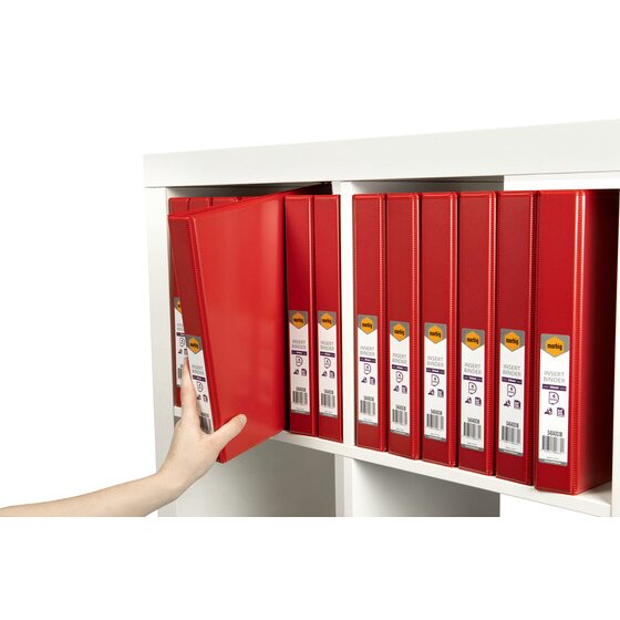Marbig Clearview Insert Binder 25mm 4D A4 Red Pack of 20