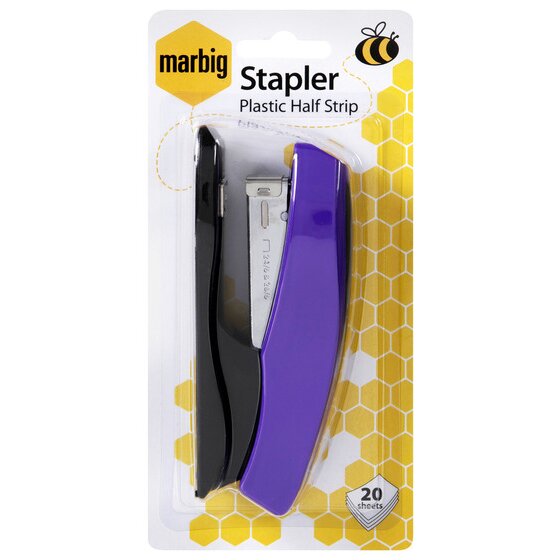 Marbig Desktop Half Strip Plastic Stapler Assorted Colours