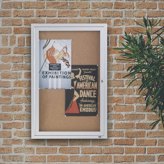 Quartet 1 Door Enclosed Board Cork Aluminium Frame 900 x 600mm