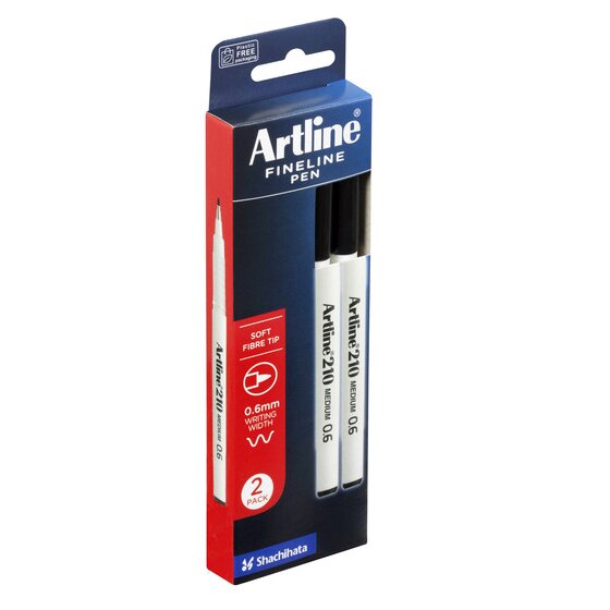 Artline 210 black 2 pack box shown at an angle