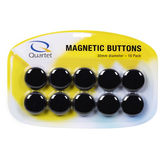 Quartet Magnetic Buttons 30mm Black Pack of 10