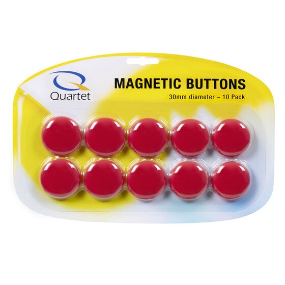 Quartet Magnetic Buttons 30mm Red Pack of 10