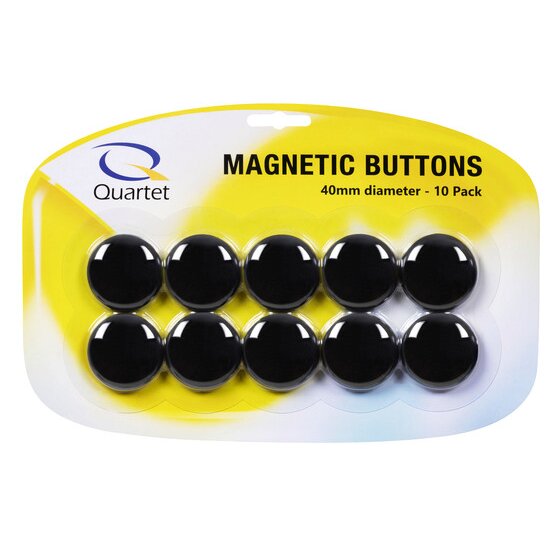 Quartet Magnetic Buttons 40mm Black Pack of 10