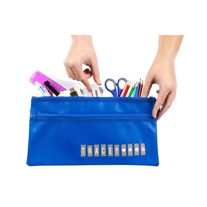 Celco Name Pencil Case Blue Large 2 Zip 350 x 180mm Pack of 10