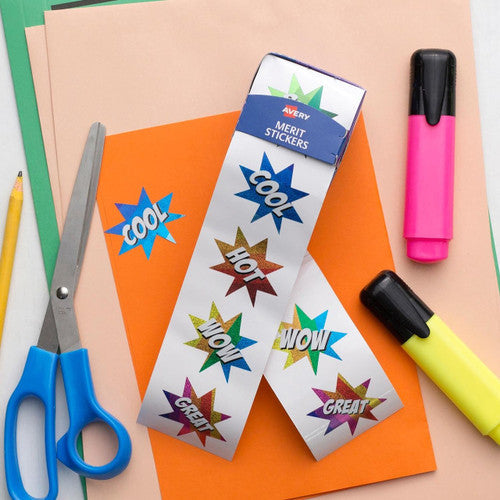 Avery Merit Stickers Wow Stars 45mm Diameter 50 Pack