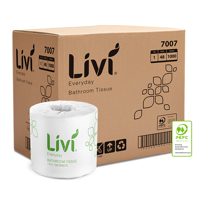 Livi 7007 Basics Toilet Tissue 1 Ply 1000 Sheets Carton 48