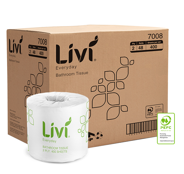 Livi 7008 Basics Toilet Tissue 2 Ply 400 Sheets Carton 48