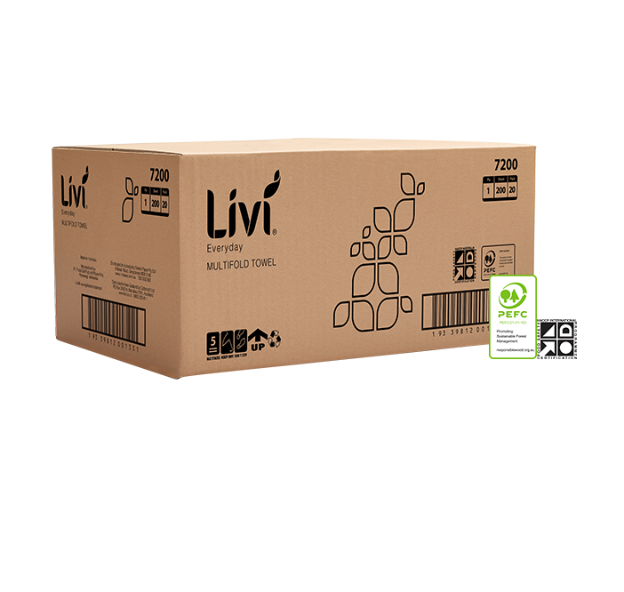 Livi 7200 Basics Multifold Towel 1 Ply 200 Sheets Carton 20