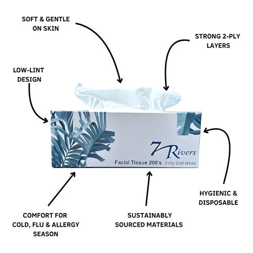 7 Rivers 2 Ply Facial Tissue 200's 36/Ctn