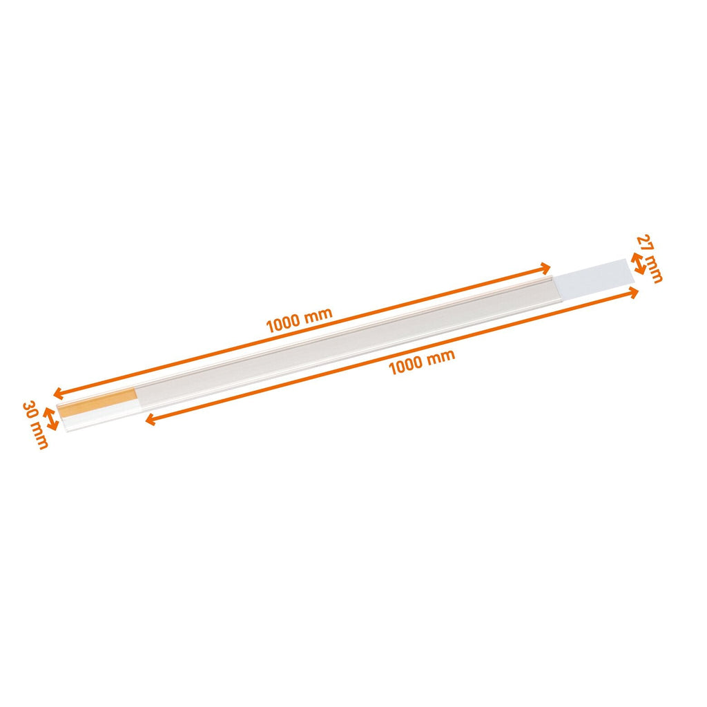 Dimension drawing of the Durable Scanfix strip marked 1000 mm long, 30 mm high and 27 mm insert height