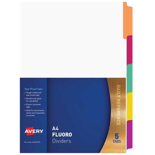 Avery Fluorescent Manilla Index Dividers 5 Tab