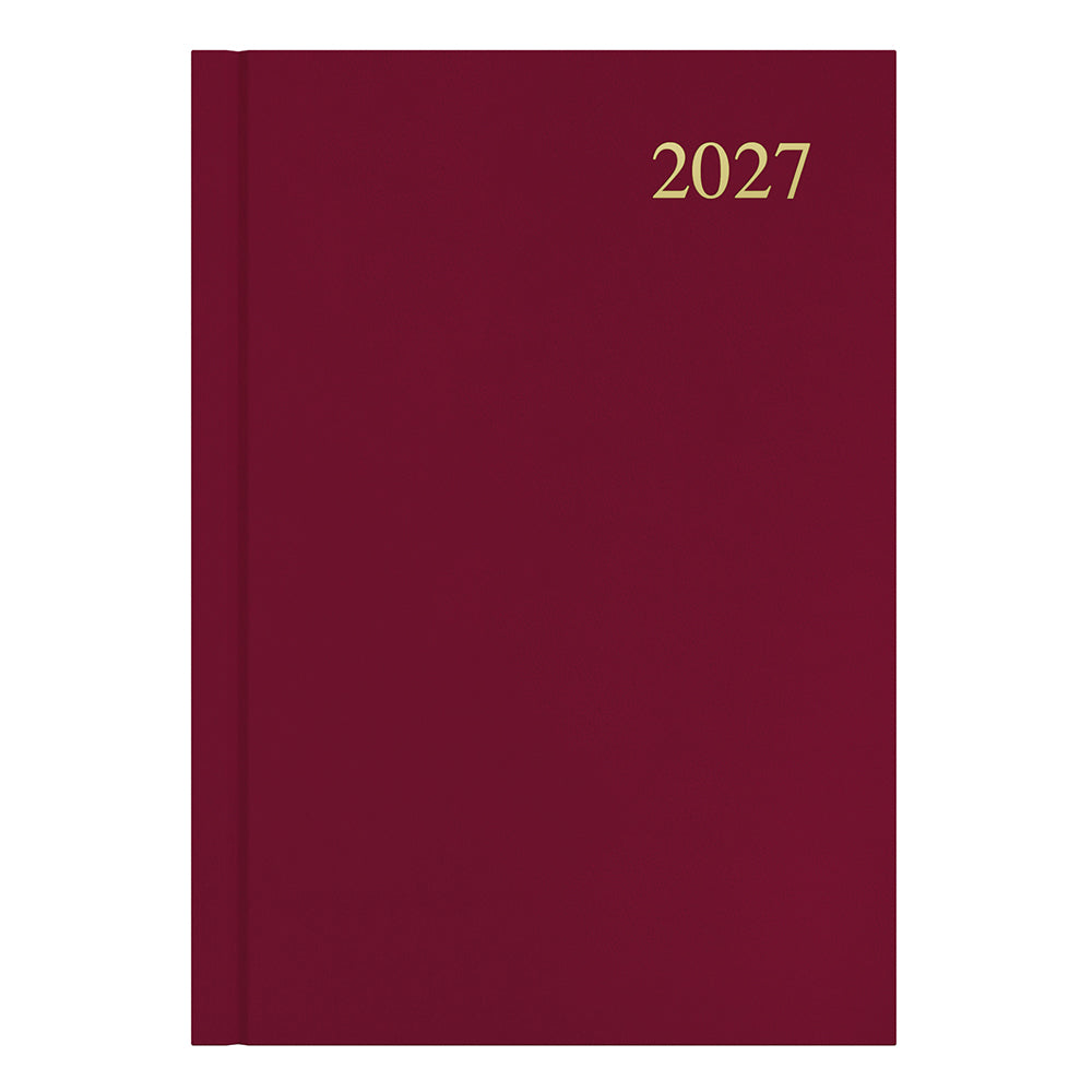 Collins Essential Diary 2027 A5 Day to a Page Maroon