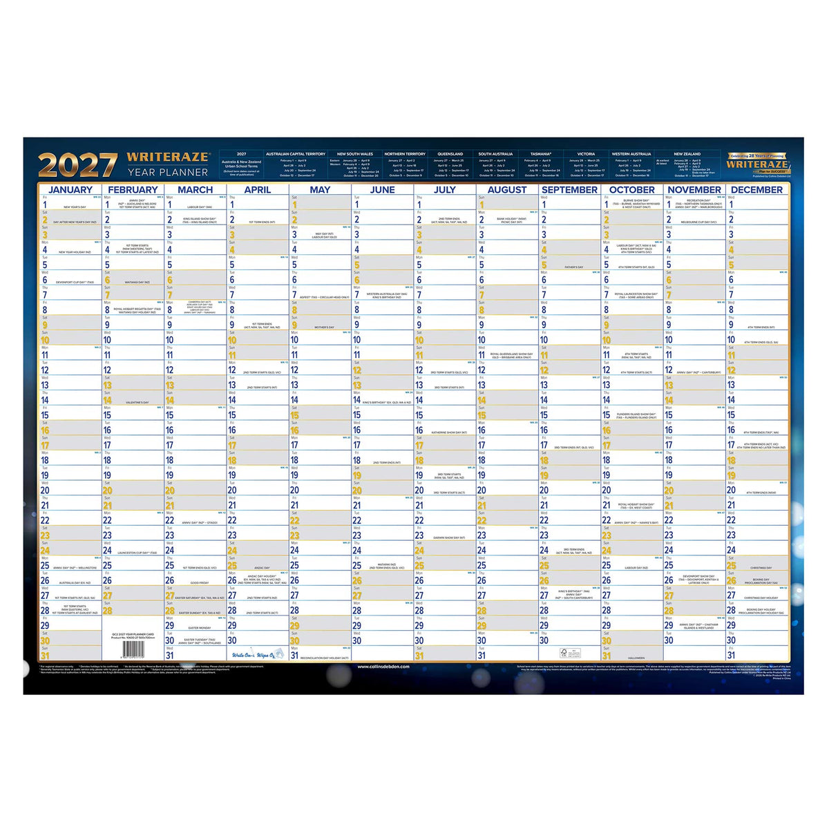 Collins Writeraze 2027 500x700mm Laminated Planner