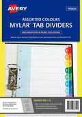 Avery Rainbow Manilla Index Dividers 1-10 10 Tab