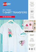 Avery Inspired White T-Shirt Transfers 5 Pack A4