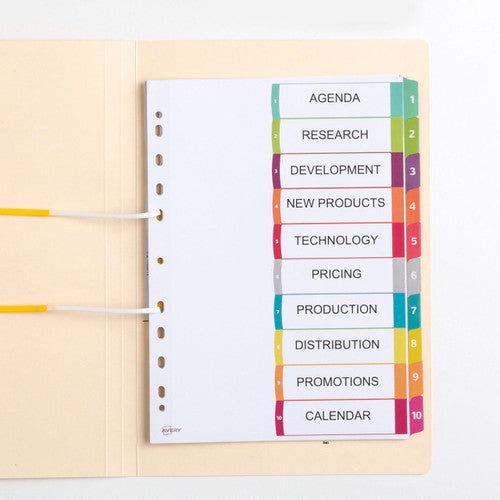 Avery Customisable Table of Contents Dividers 1-10 10 Tab L7411-10