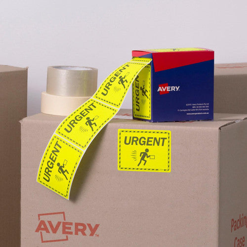 Avery Urgent Shipping Labels Fluoro Yellow 99.6 x 75mm Roll 750