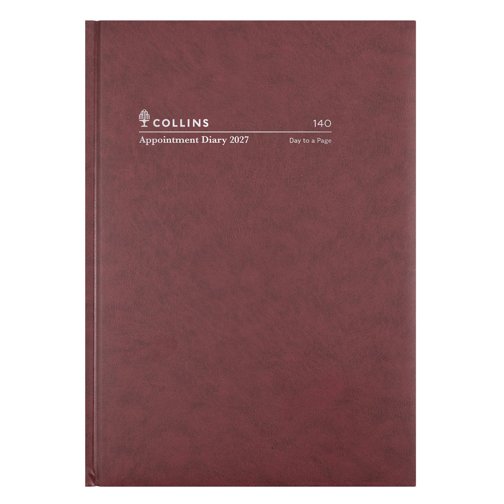Collins Appointment Diary 2027 A4 Day to Page 15 Minute Burgundy