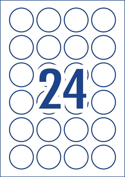 Avery White Round Heavy Duty Labels L6112HD 40mm Diameter 24UP 240 Labels