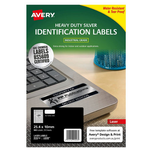 Avery Silver Heavy Duty Labels L6008 25.4 x 10mm 189UP 945 Labels