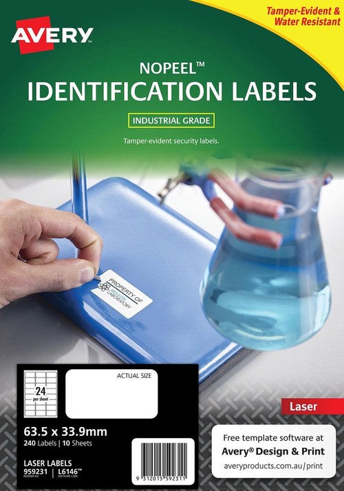 Avery NoPeel Labels L6146 63.5 x 33.9mm 24UP 240 Labels