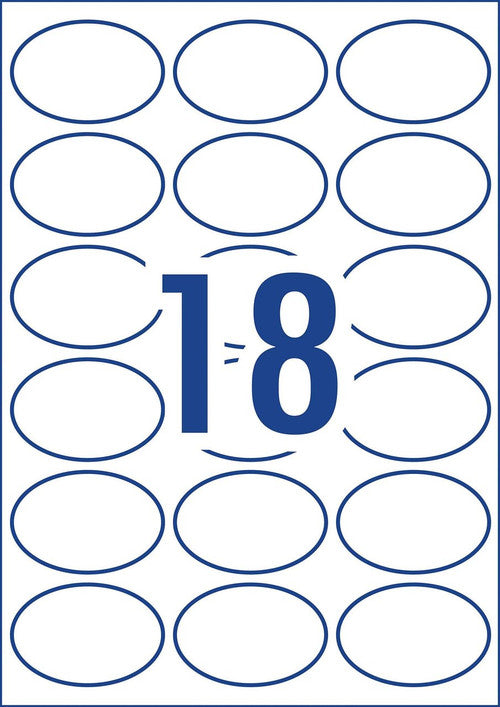 Avery Matt Oval Labels L7101REV 63.5 x 42.3mm 18UP Pack 180
