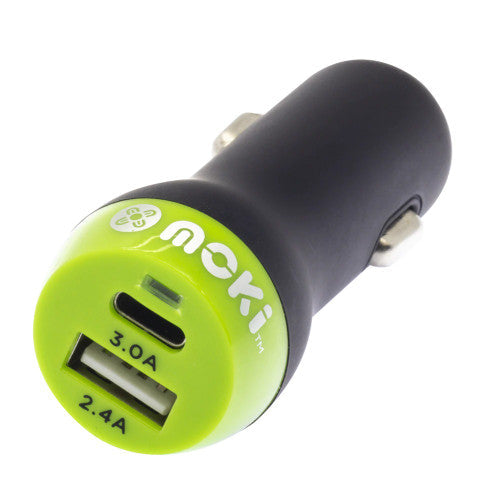 Moki Car Charger Plus USB + Type-C Rapid Charge Black