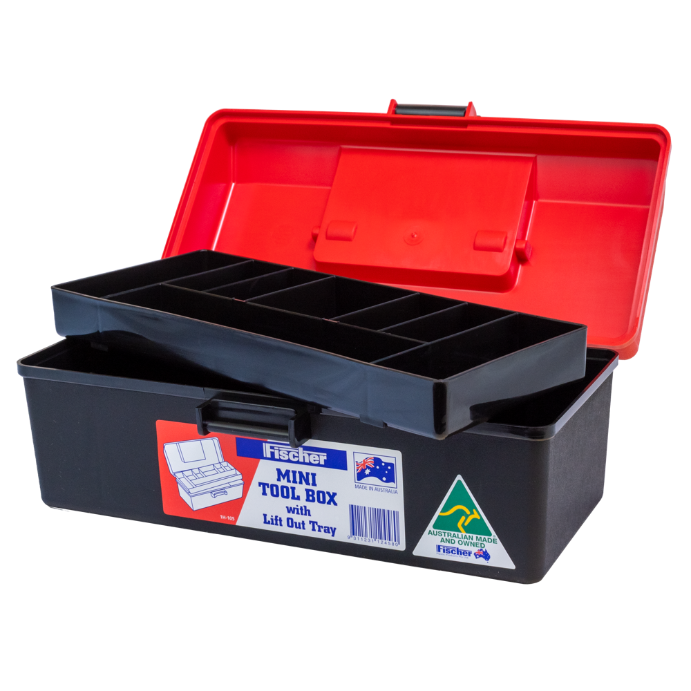 AeroCase Red and Black Plastic Tacklebox with Liftout Tray 15 x 29 x 11.5cm