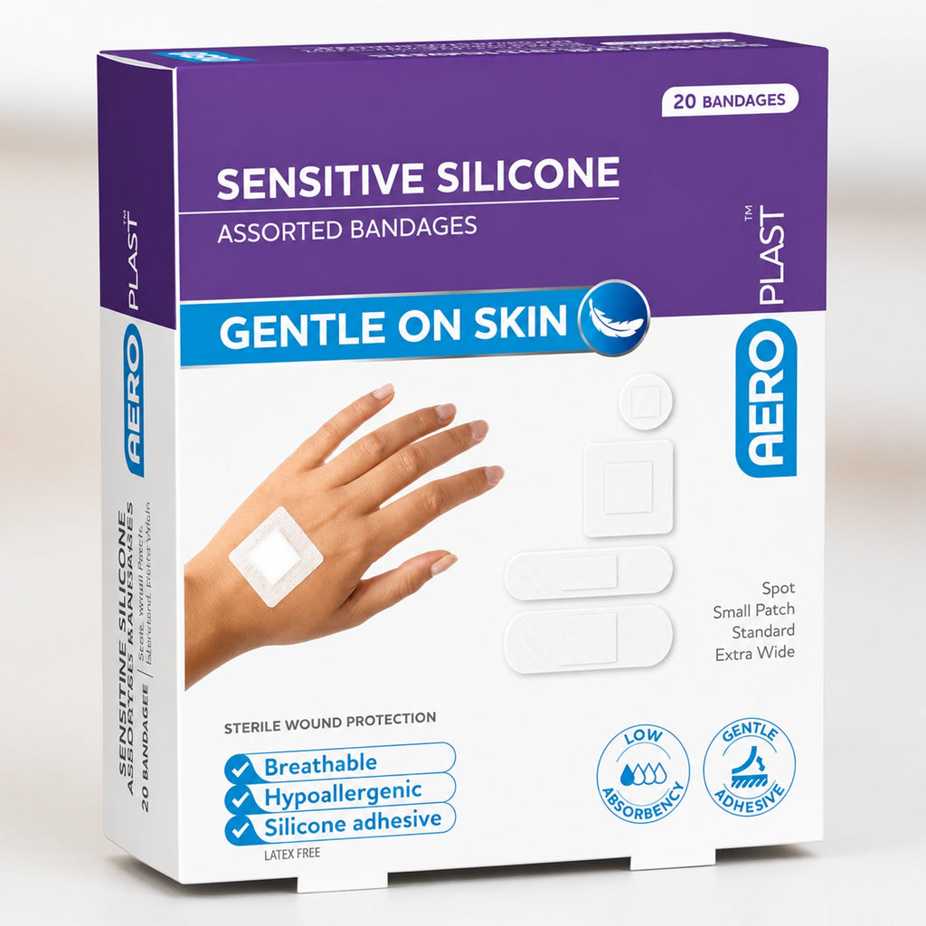 AeroPlast Sensitive Silicone Small Patches 3.8 x 3.8cm Box 30