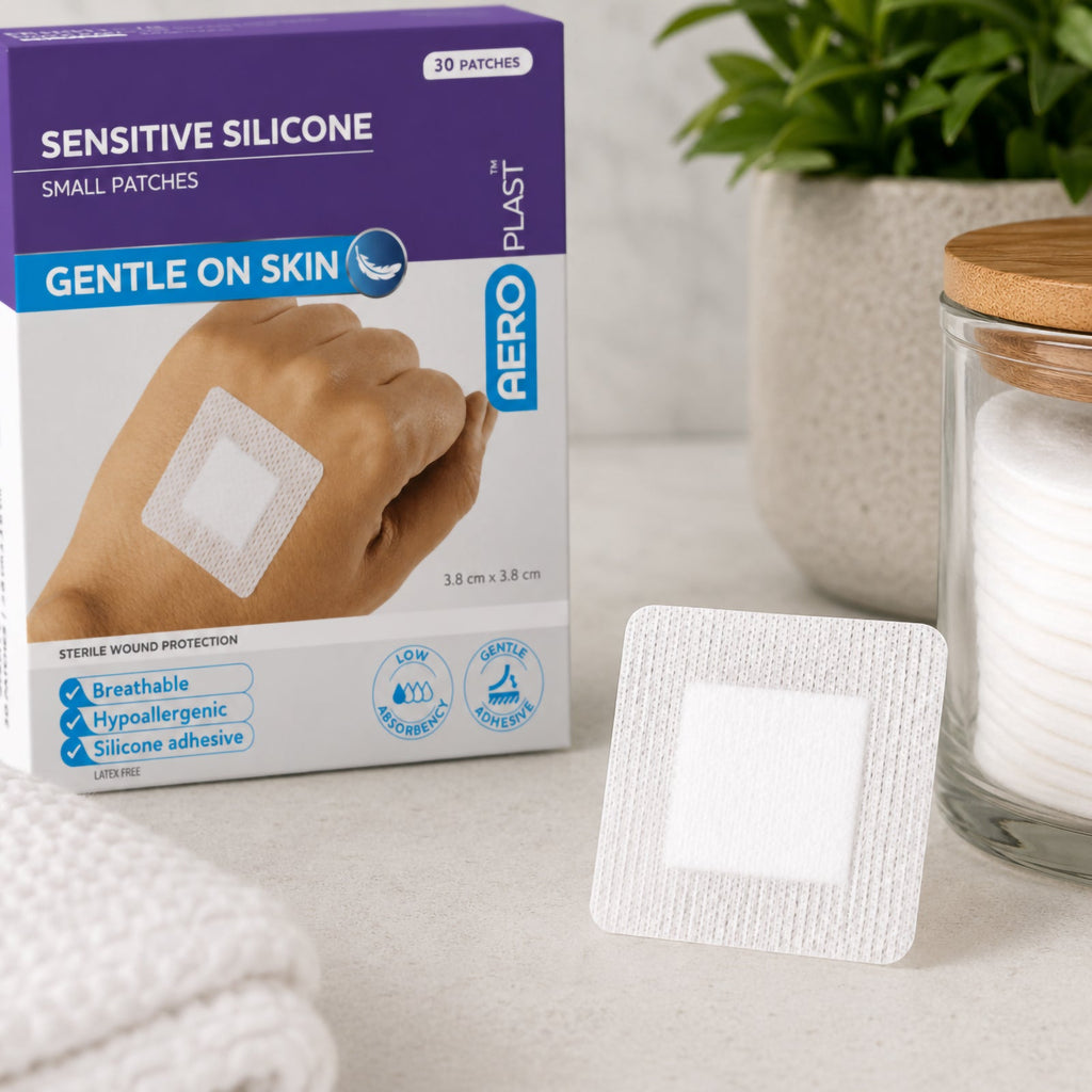 AeroPlast Sensitive Silicone Small Patches 3.8 x 3.8cm Box 30