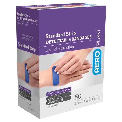 Aeroplast Standard Detectable Strips 7.5 x 2.5cm Box of 50 Pack of 12