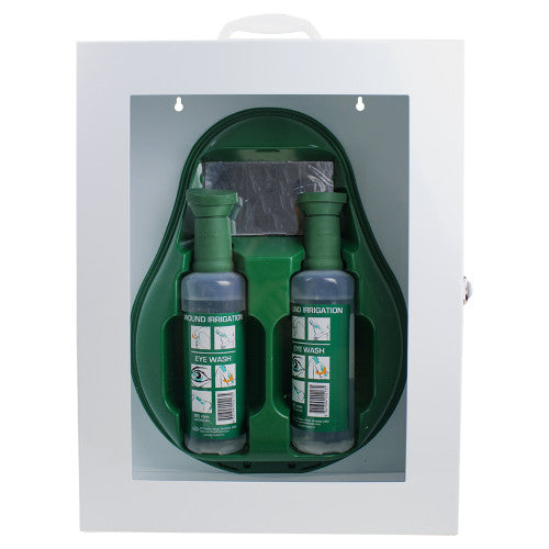 Aerowash Drop Eyewash Station in Metal Cabinet with Perspex Front 2 x 500ml Bottles