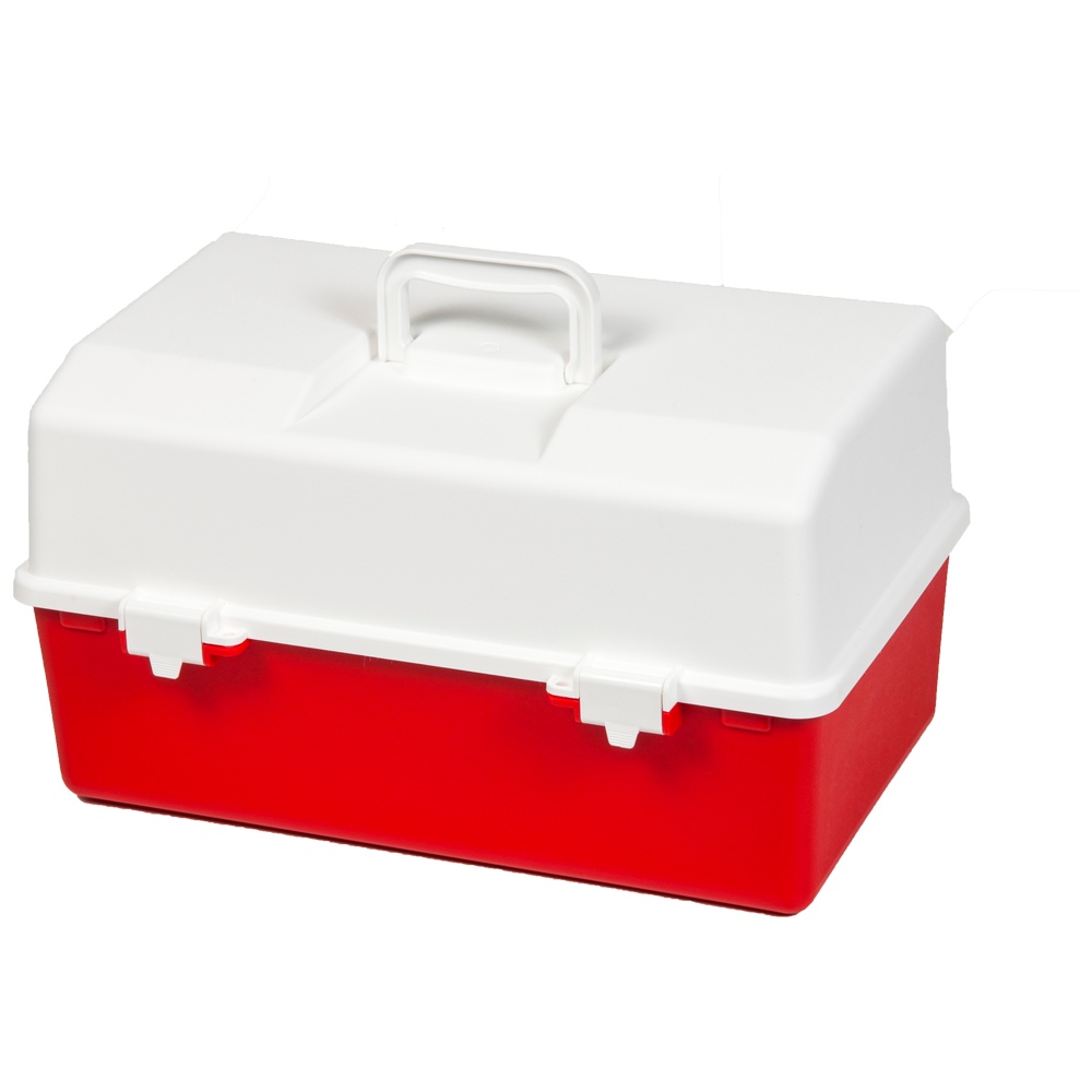 AEROCASE Red and White Plastic Tacklebox 2 Tray Cantilever 16 x 33 x 19cm
