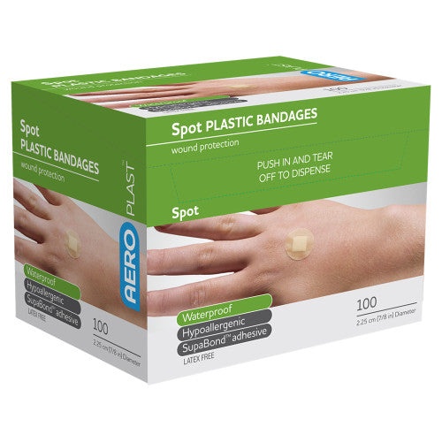 AeroPlast Plastic Spot Dressings 2.25cm Diameter Box/100